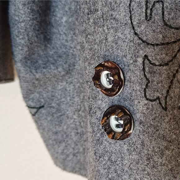 Vogue Apart Gray Wool Riding Jacket Button Front Padded Shoulders Women's Large - Picture 9 of 11